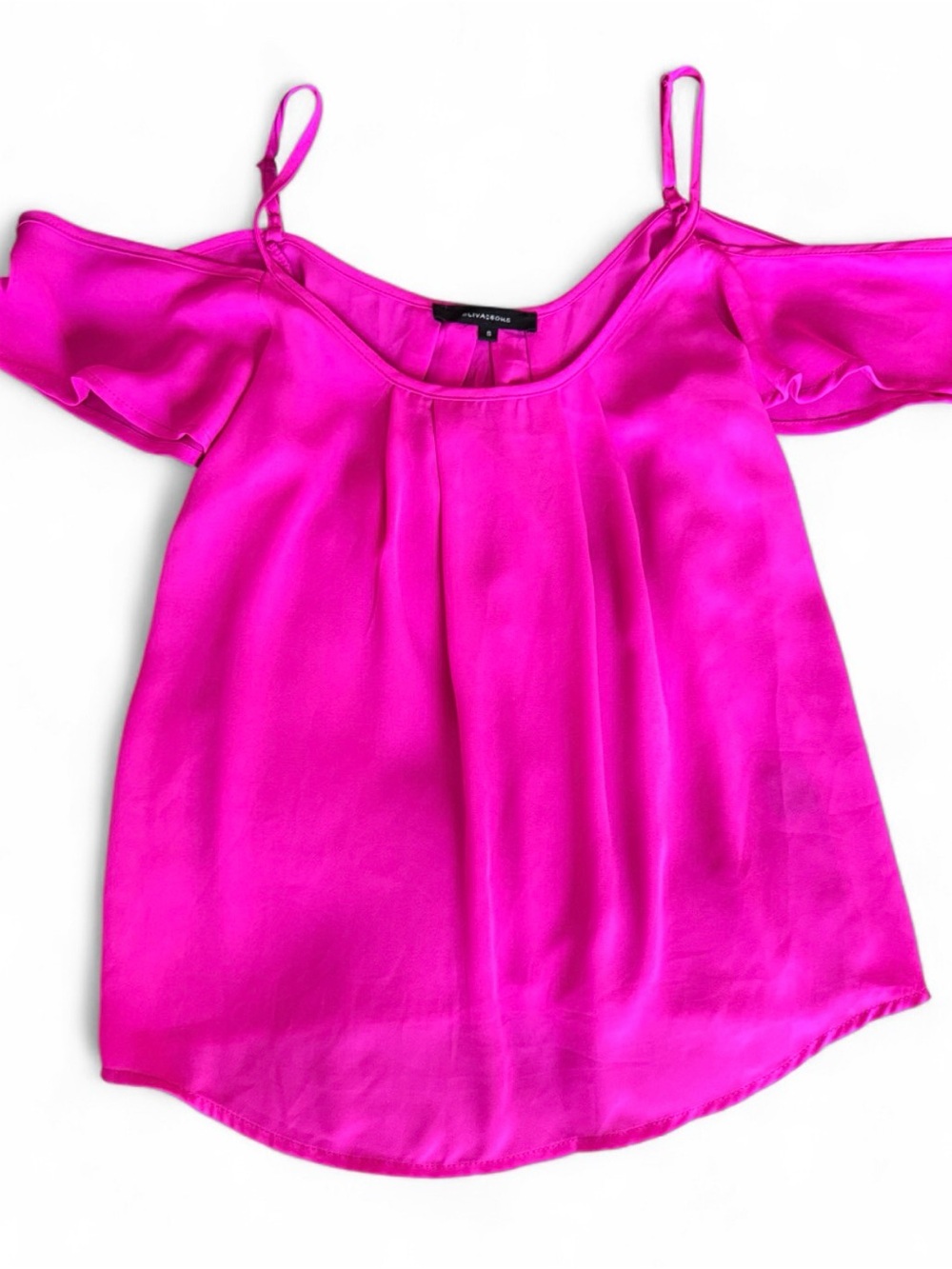 Olivaceous Hot Pink Cold-Shoulder Spaghetti Strap Blouse